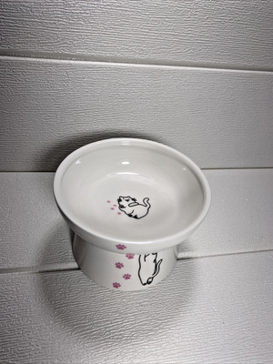 Ceramic Cat Kitten Bowls Elevated Pet Food Water Bowl Porcelain Dish NEW UNUSED