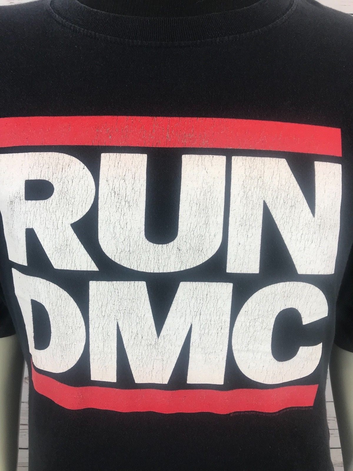 Men's Medium RUN DMC  Hip Hop Black Red White Logo Graphic Tee Shirt