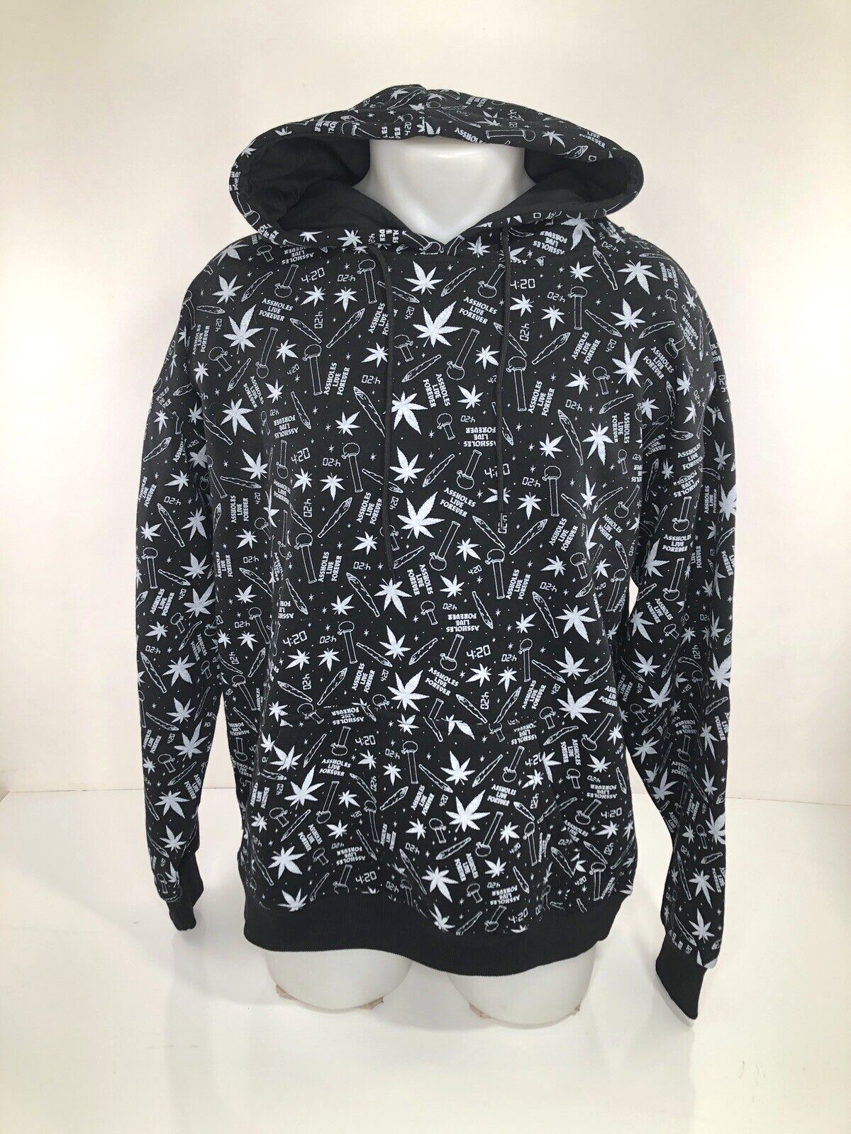 ASSHOLES's LIVE FOREVER - 420 WEED POT JOINT Mens L Hoodie