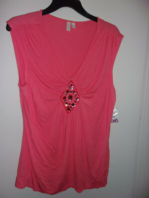 WOMAN'S NEW NWT LARGE CORAL SUMMER SPRING SHIRT PULLOVER BY MADISON 