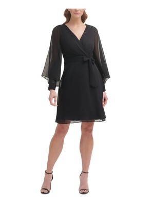 

Женское короткое коктейльное платье DKNY с черным галстуком и манжетами на рукавах, Черный