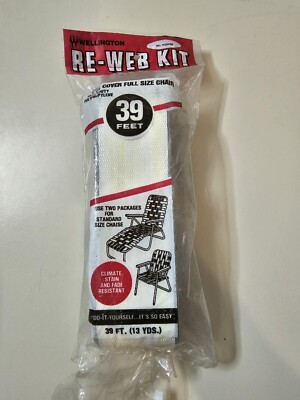 Vintage Wellington Re-Web Kit 39' White w/ Gray Yellow Lawn Chair New