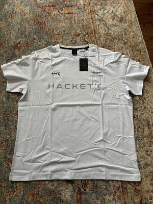 Hackett London Aston Martin Racing Short Sleeve T-Shirt - White/Black -XXL - NWT