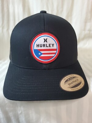 Hurley Local Trucker Hat / Cap Snapback  Black / Black Mesh Puerto Rico OSFA