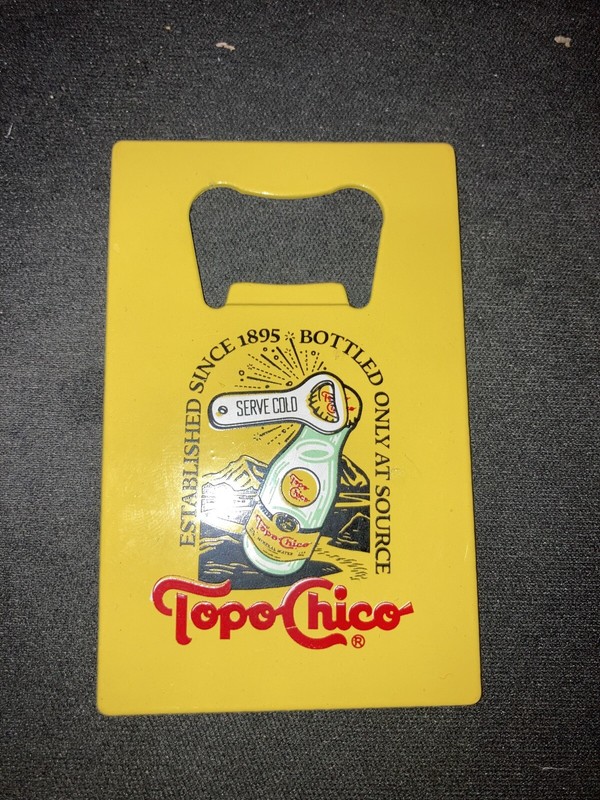 BOTTLE OPENER Topo Chico Yellow Square Metal Genuine