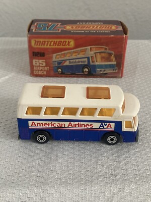 1977 Matchbox Superfast 65 Airport Coach Bus American Airlines Never Used Read