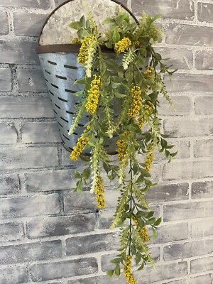 Artificial Flower 33'' Hanging Bush With Yellow Buds