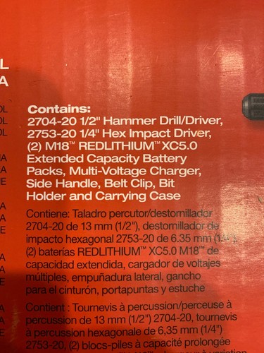 Milwaukee 2897-22 M18 Fuel 2-Tool Combo Kit. Lithium Ion Batteries 5.0