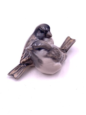 Couple moineaux oiseaux porcelaine Royal Copenhagen design par Andrea P. Nielsen