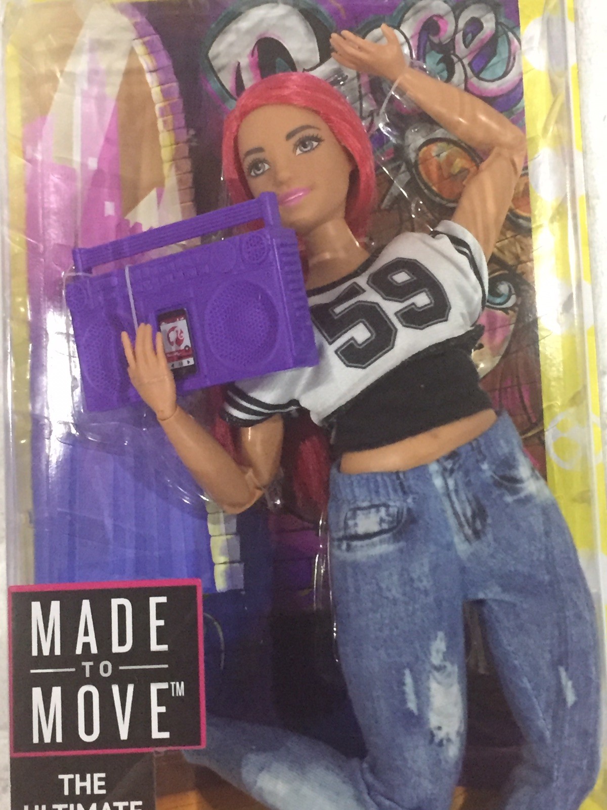Barbie Made to Move Dancer Doll ~ Curvy ~ Boombox ~ Pink Hair ~ FUN!