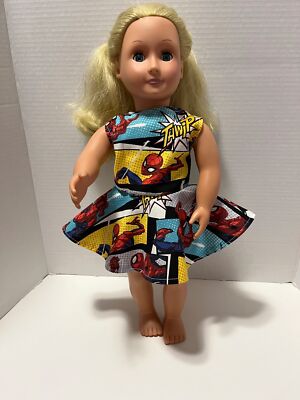 DOLL CLOTHES  SPIDER-MAN THEMED  DRESS  FITS AMERICAN  GIRL & 18'' HOMEMADE
