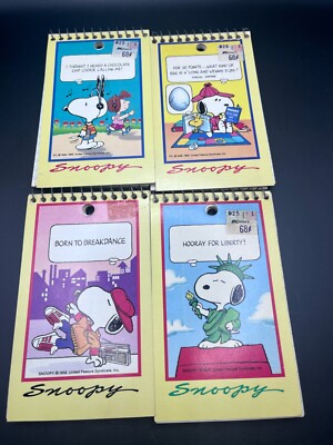 Vintage 80s Plymouth Peanuts Snoopy Memo Pad Paper Notepad Lot of 4  - 3x5''