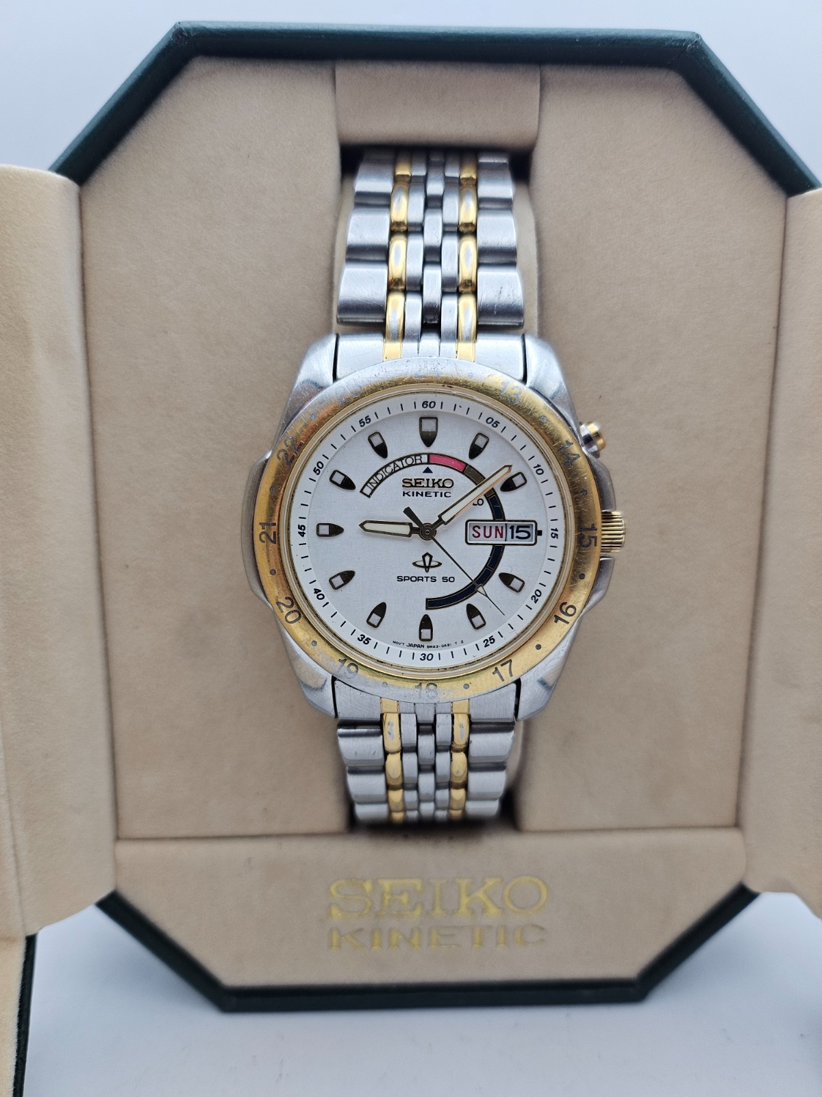 ジャンク品】SEIKO セイコー SQ50 キネティック メンズ 腕時計 青文字 