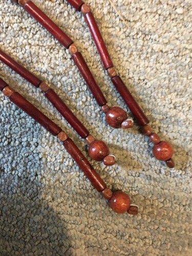 Vintage Wood Bead Door Curtain Hippie Bohemian Tropical room doorway divider