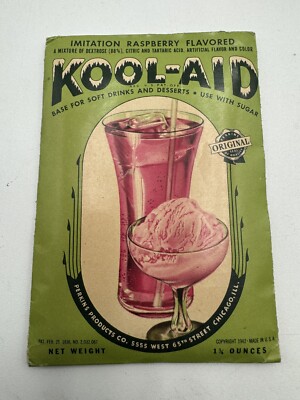 Vintage 1930s Kool-Aid Imitation Raspberry Flavor Packet NOS