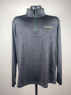 Men's Colosseum Oregon Ducks Gray Action Pass 1/4 Zip Long Sleeve Shirt NWT M