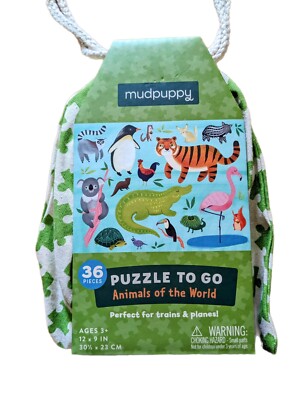 Animals of The World PUZZLE TO GO Mudpuppy 36 Pieces... Perfect For Travel!