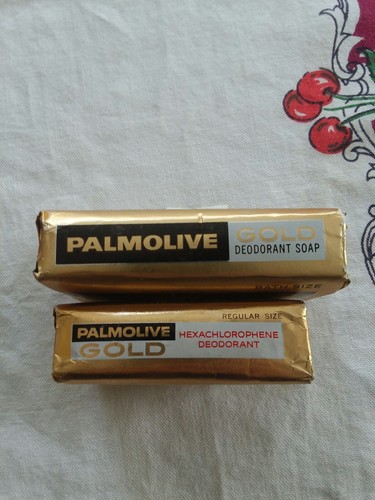 Vintage Lot Of 2 Palmolive Gold Foil Wrapper Bar Soap early 1960s