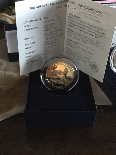 2016 W American Gold Eagle (1 oz) $50 Unc.Box & COA