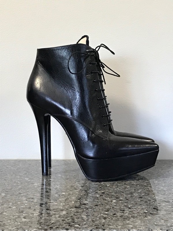 black lace up platform ankle boots
