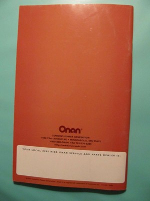 ONAN Marquis Platinum 7000 Generator Cummins ( 65 pg. Handbook Manual ) HTF OOP