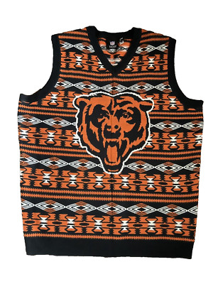 NFL Chicago Bears FOCO NFL Team Apparel V-Neck Ugly Sweater Vest Size-L NEW