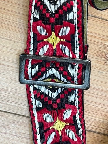 Vintage Kingston Hippie Style Woven 1.75” Wide Guitar Strap, Made in Japan