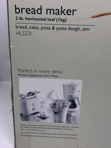 New Phillips Bread Maker Machine HL5231 Cool Touch Horizontal Loaf Breadmaker