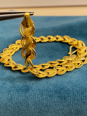 Pre-owned Jisha 22karat Certified Solid Yellow Gold Dubai Rare Design Unisex Chain Link Bracelet