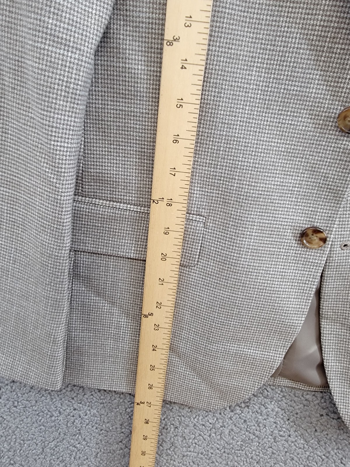 B By Brooks Brothers Classic Stretch Suit Jacket Big Boys 16R Brown/Cream L/S - Picture 8 of 18