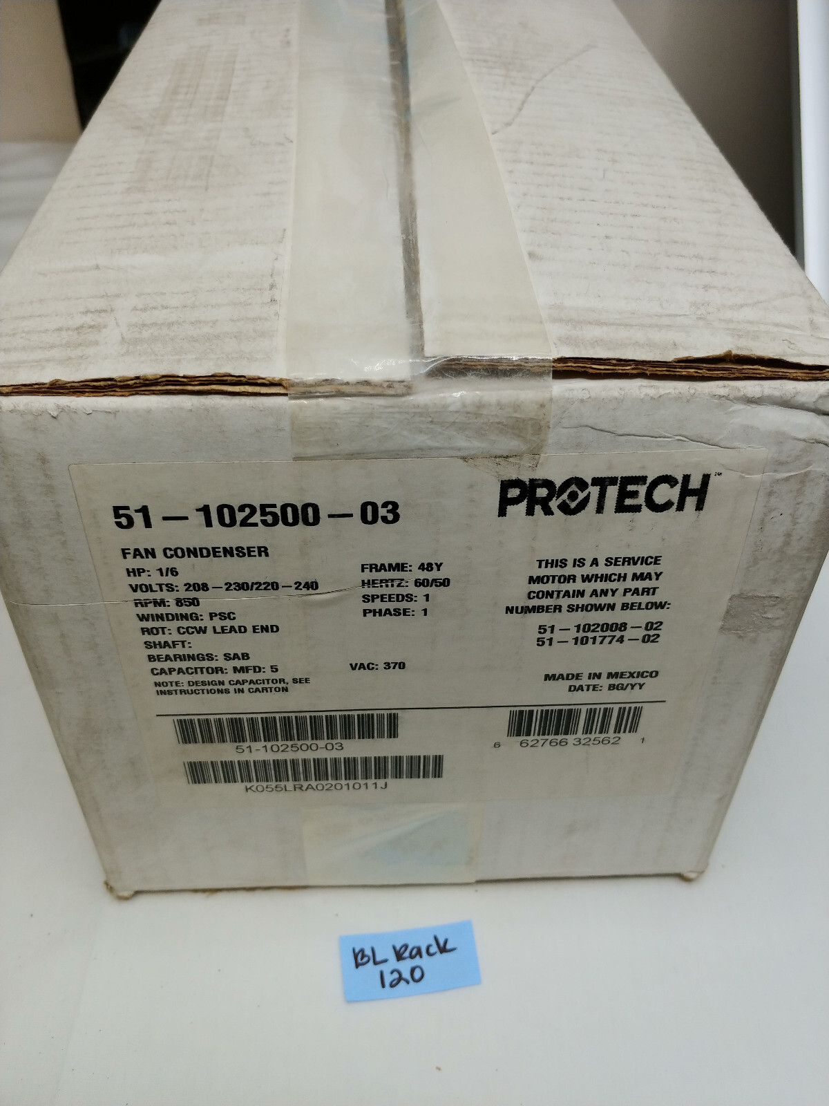 Protech Condenser FAN MOTOR 1/6 HP 208-230 Replaces 51