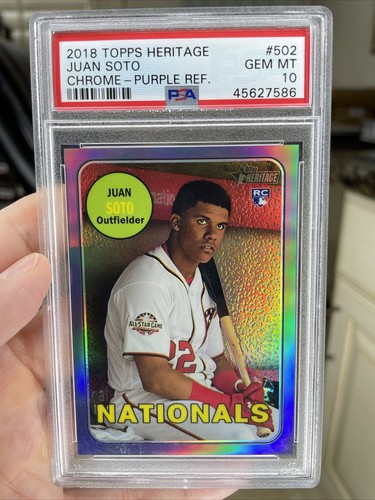 その他 2018 Topps Her Purple Ref Juan Soto PSA9 ⭐️ JUAN SOTO 2018 TOPPS HERITAGE PURPLE REFRACTOR #502 PSA