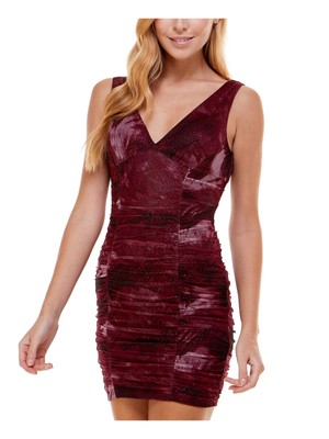 Женское бордовое блестящее сетчатое мини-платье без рукавов CITY STUDIO Womens S