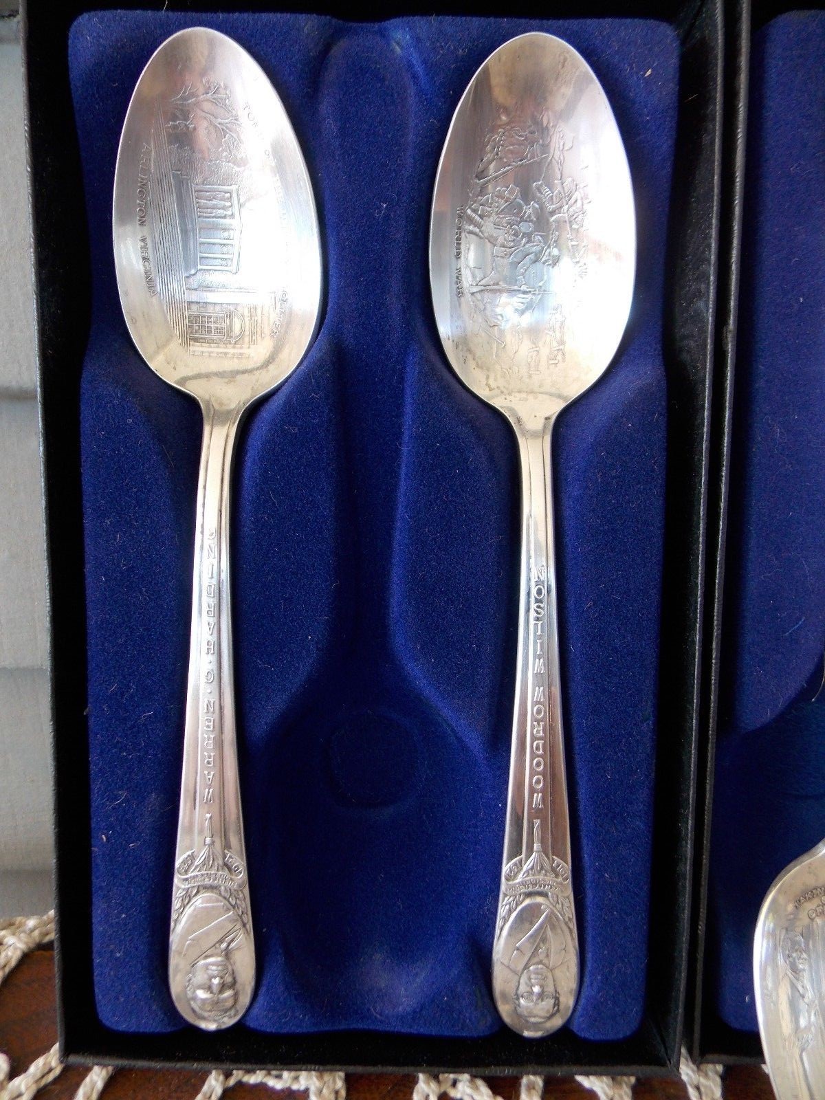 Lot of 7 Vtg W.M. Rogers Silver Plated Presidential Spoons: JFK, Roosevelt, Taft