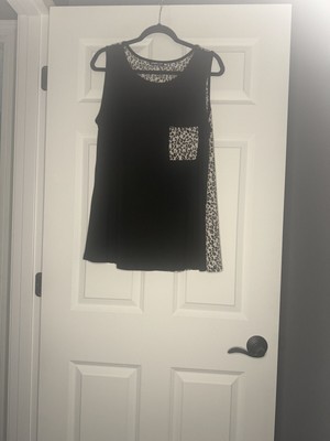 Hemish USA Sleeveless Blouse 2xl Black W Brown Beige Black Animal Print & Pocket
