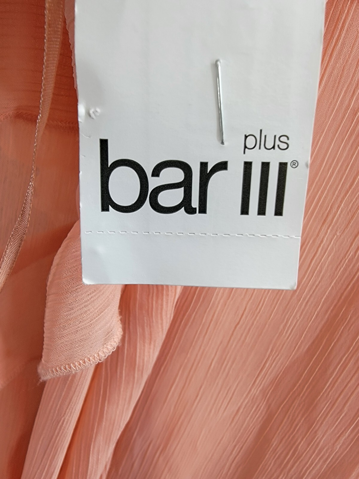 Bar III Trendy Plus Size Ruffled Chiffon Maxi Dress Women's 16W Warm Coral Sheer - Picture 14 of 15