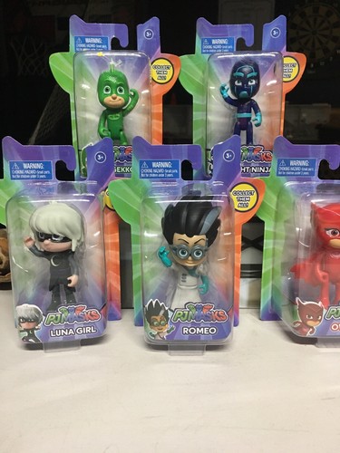 PJ Masks Disney 3” Figures Lot Of 5. Ninja,owlette,gekko,Luna,Romeo Nip