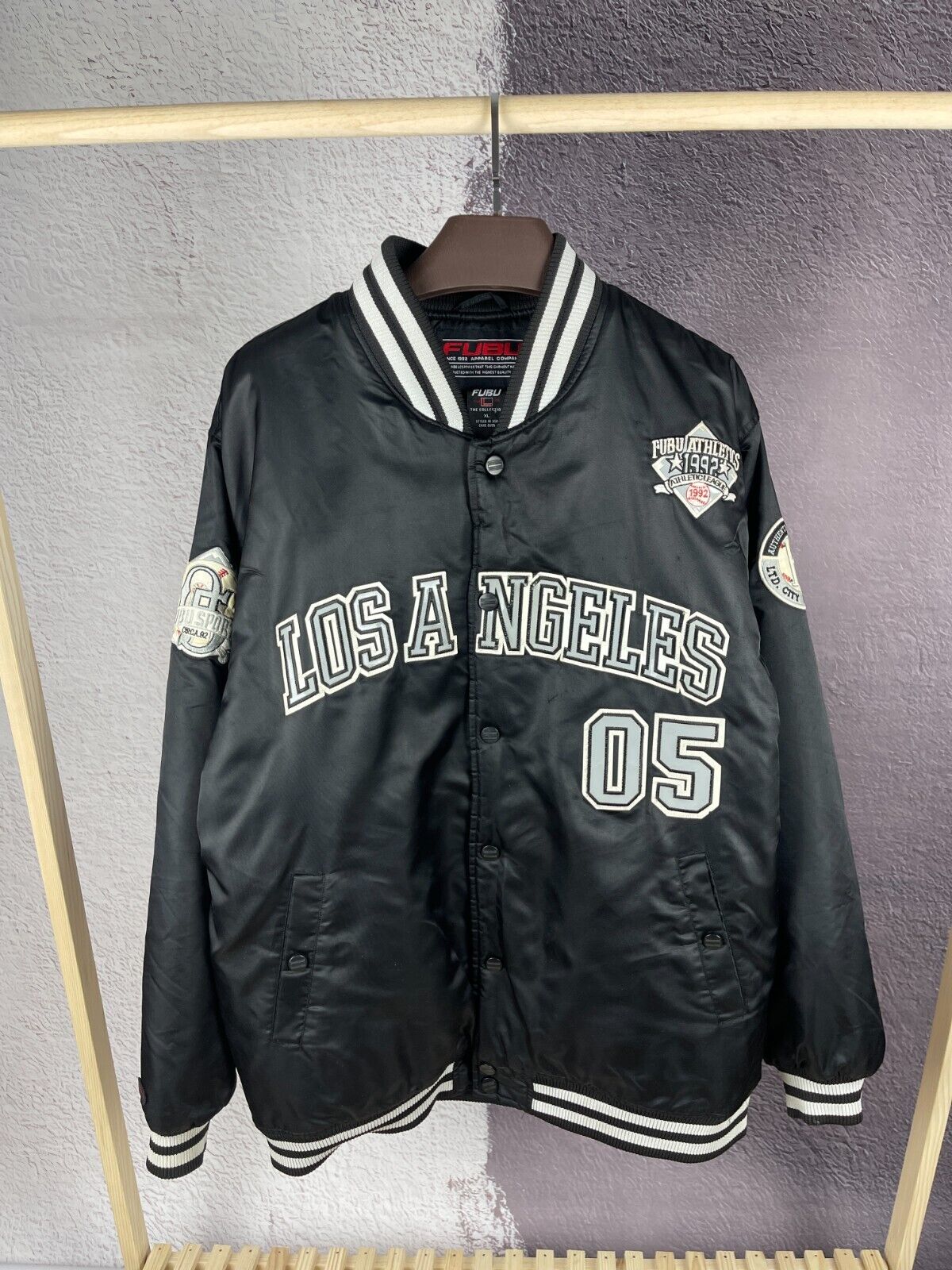 Fubu Vintage Bomber Jacket 90s 80s Los Angeles hip-hop rap Fubu Vintage Bomber Jacket 90s 80s Los Angeles hip-hop rap