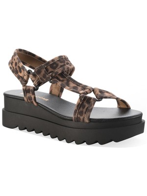 Женские коричневые леопардовые босоножки на танкетке Stacii Stone Womens на платформе 1, 8 м