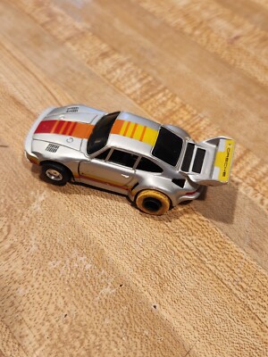 1987 TYCO HP7 Porsche 935 #6938 Silver Red Orange Yellow HO Slot Car