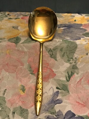Vintage Nasco La Canada Gold Tone Stainless Steel Flatware Serving spoon