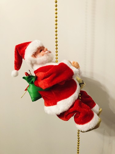 Christmas Santa Claus Animated Rope Climbing Plush Doll Musical Novelty Gift New