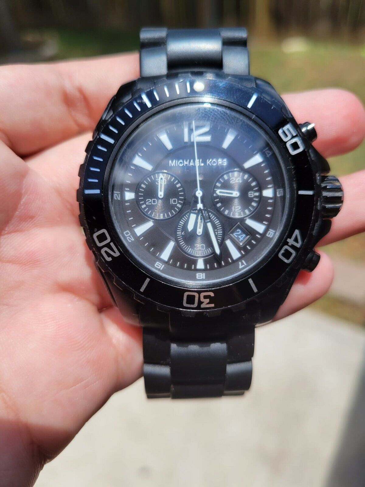 Michael Kors MK8211 Mens Watch Black Plastic Resin Link Michael Kors MK8211 Mens Watch Black Plastic Resin Link