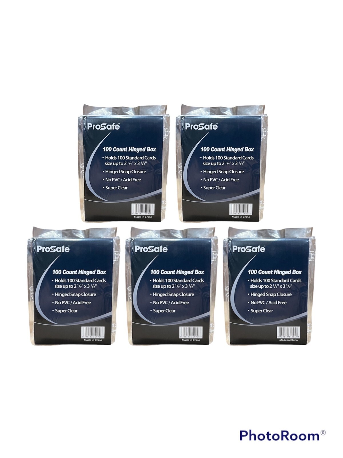 5 Pro-Safe 100 COUNT CARD STORAGE PLASTIC HINGED BOX CASES - BRAND NEW