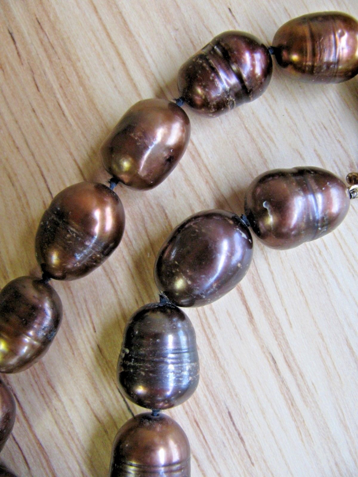 Chocolate Tahitian Baroque Pearl Hand Tied Bracelet w/ 14k Gold Gabriella Clasp