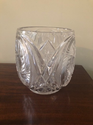 Amazing Antique Unique Rare Size 6.5 X 6 Cut Glass Oval Vase