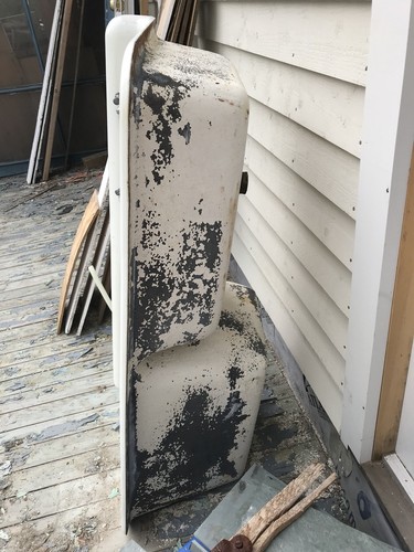 Antique Cast Iron & Porcelain Double Deep/Shallow Farm Sink