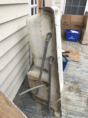 Antique Cast Iron & Porcelain Double Deep/Shallow Farm Sink