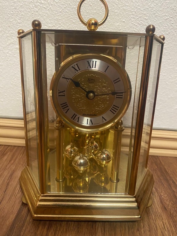 VINTAGE KOMA ANNIVERSARY CLOCK WITH GLASS DOME