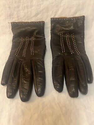 Banana Republic Cashmere & Wool Lined Brown Leather Women's Gloves